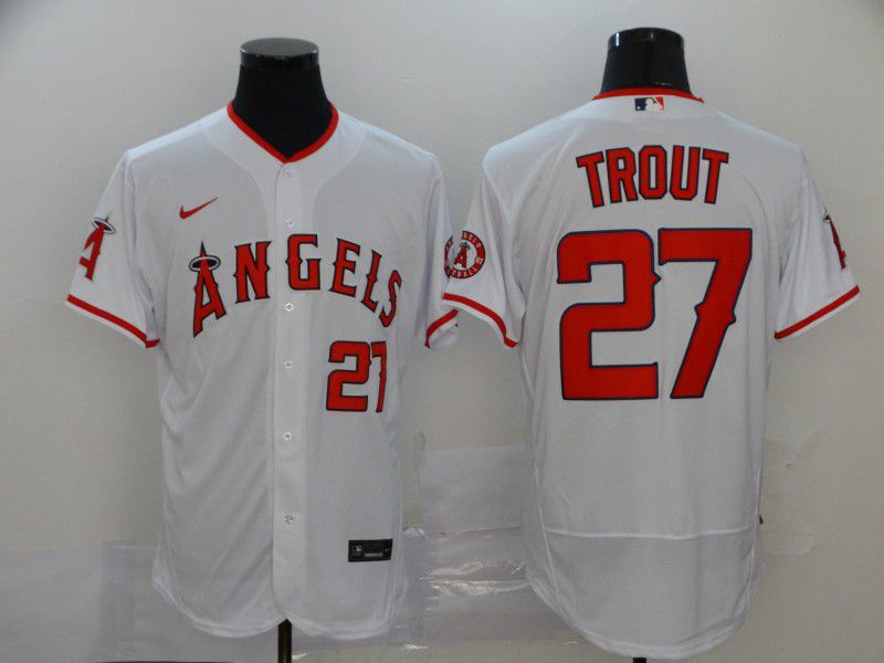Men Los Angeles Angels 27 Trout White Elite Nike Elite MLB Jerseys
